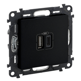756306 Legrand Valena Life 2xUSB Typ A+C 2 modulig 3A Farbe: Schwarz Produktbild front M