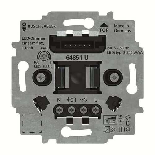 2CKA006500A0012 Busch-Jaeger LED Dimmer Einsatz flex 1 fach 64851 U Produktbild Front View L