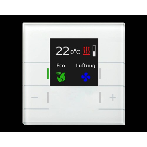 SCN-RTRGW.02 MDT Glas Raumtemperaturregler Smart mit Farbdisp Produktbild Front View L