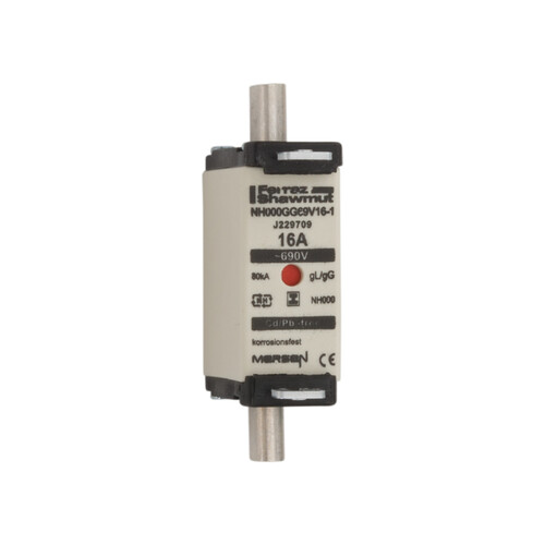 NH000GG69V6-1 MERSEN NH-Sicherung gG Gr.000 690VAC/250VDC 6A spgfrei DKM Produktbild Front View L