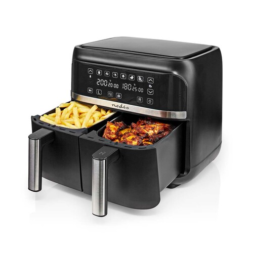 KAAFD350EBK Nedis Heissluft Friteuse , 2x3.8 l , Timer: 60 min , Digital , Sch Produktbild Front View L