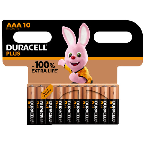 5000394163584 Duracell Plus (10 Stk.Bl.) AAA(MN2400/LR03) CP10 Produktbild Front View L