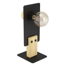 43754 Eglo TL/1 E27 SCHWARZ/HOLZ BRAMERTON Produktbild front M