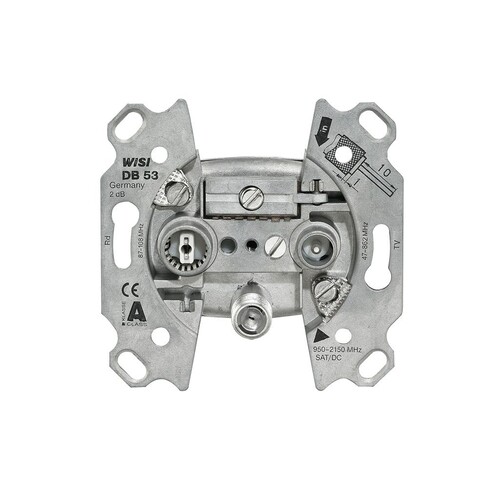 001010 Wisi DB 53 Sat-Stichdose 2 dB 3-Loch Enddose ohne Rahmen u. Deckel Produktbild Front View L