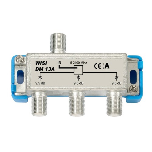 1030 Wisi DM 13 A 3-fach Sat-Verteiler 5-2400 MHz ,Verteildämpfung 7-10,5 dB Produktbild Front View L