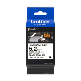 HSe211E Brother Pro Tapes Schrumpf- schlauch 5,2mm 1,5m schwarz auf weiß Produktbild
