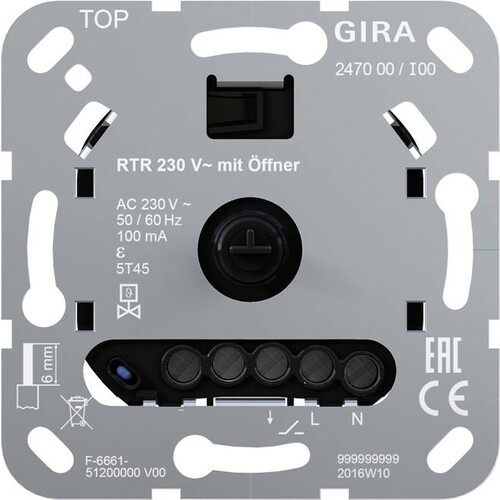 247000 Gira RTR 230 V Öffner Einsatz ohne Zentralstück Produktbild Front View L