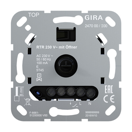 247000 Gira RTR 230 V Öffner Einsatz ohne Zentralstück Produktbild Front View L