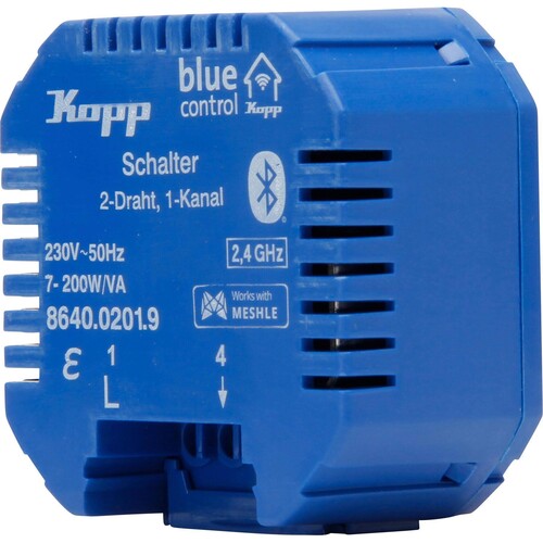 864002019 Kopp Blue- control Schaltaktor, Schalter 1- Kanal, 2- Drah Produktbild Front View L