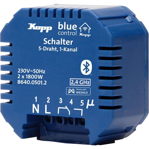 864005012 Kopp Blue- control Schaltaktor, Schalter 1- Kanal, 5- Drah Produktbild Front View L
