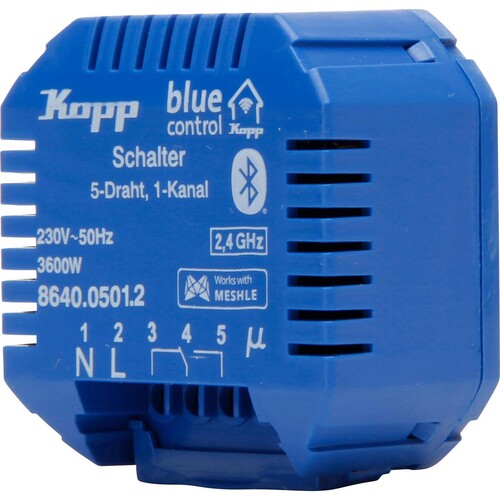 864005012 Kopp Blue- control Schaltaktor, Schalter 1- Kanal, 5- Drah Produktbild Front View L