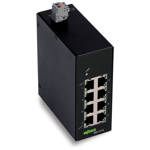 852-1112 Wago Industrial- ECO- Switch, 8 Ports 1000Base- T, schwarz Produktbild Front View L