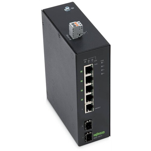 852-1417 Wago Industrial- ECO- Switch, 5 Ports 1000Base- T, 2- Slot 1000BASE- SX Produktbild Front View L