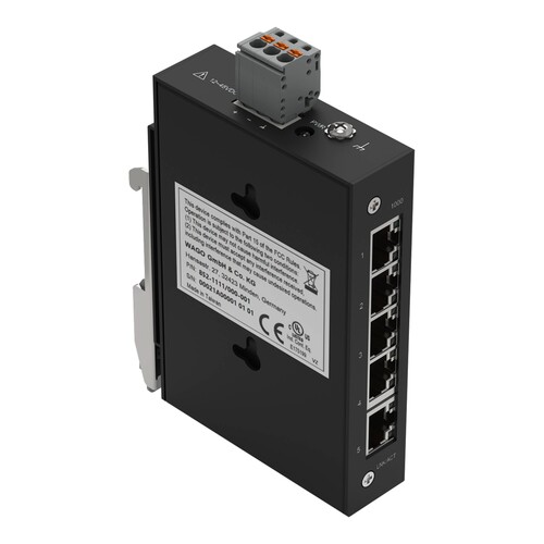 852-1111/000-001 Wago Industrial- ECO- Switch, 5 Ports 1000Base- T, schwarz Produktbild Front View L