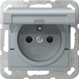 448826 Gira SCHUKO Erdstift + Shutter + Klappdeckel System 55 F Alu Produktbild