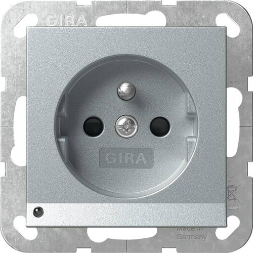 448926 Gira SCHUKO Erdstift LED Licht + Shutter System 55 Alu Produktbild Front View L