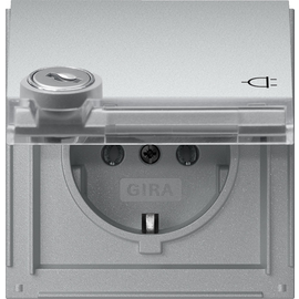 456965 Gira SCHUKO Klappdeckel Schloss gleich Schriftfeld Gira TX_44 Alu Produktbild