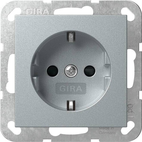 475526 Gira SCHUKO LED Leuchte + Shutter ohne Krallen System 55 Alu Produktbild Front View L