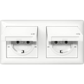 415803 Gira SCHUKO KD + Set IP44 Rahmen 2f Standard 55 Reinweiß glänzend Produktbild