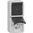 417630 Gira Kombination senkrecht Schuko Wechsel WG Aufputz grau Produktbild front S