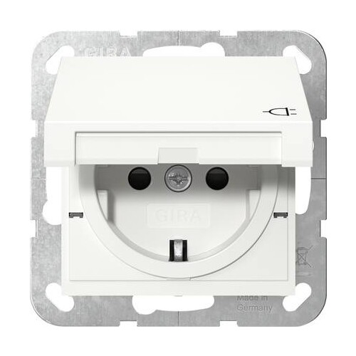 441427 Gira SCHUKO Klappdeckel/Shutter System 55 Reinweiß matt Produktbild Front View L