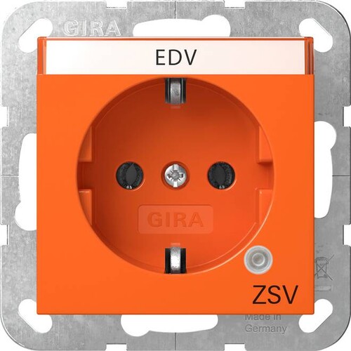 4452109 Gira SCHUKO Kontrolllicht GN Schriftfeld ZSV System 55 Orange Produktbild Front View L