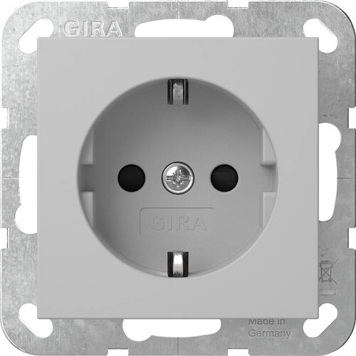 4453015 Gira SCHUKO Shutter mit Krallen Sysstem 55 Grau matt Produktbild Front View L