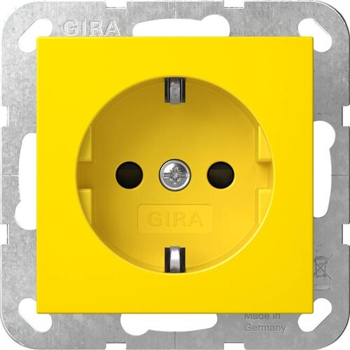 4453106 Gira SCHUKO Shutter ohne Krallen Sonderstrom System 55 Gelb Produktbild Front View L