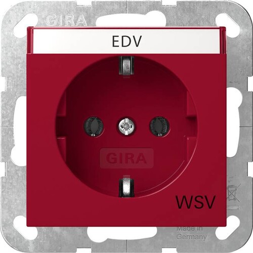 4457108 Gira SCHUKO mit Schriftfeld WSV System 55 Rot Produktbild Front View L