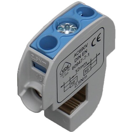 61051000 Hora etec SSAK 16 N Universalanschlussklemme (2x16mm²) Samm Produktbild Front View L