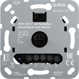 247400 Gira Raumtemperaturregler 230V f. Fußbodenheizung Schließer Kontrolll. Produktbild