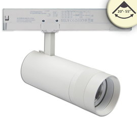 115683 Isoled 3- PH Schienen- Strahler fokussierbar, 24W, 20°- 55°, weiß matt, Produktbild front M