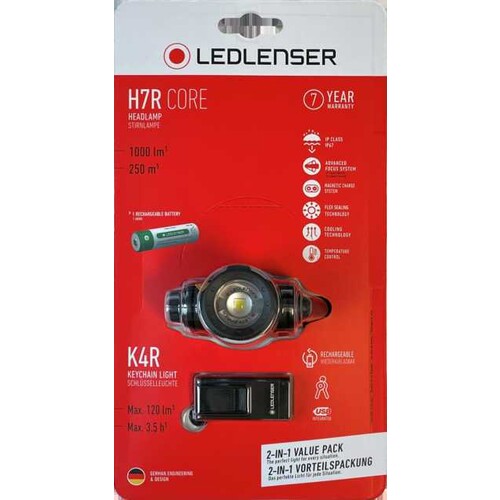 502948 Led Lenser H7R Core + Gratis K4R Stirnlampe + Schlüsselbundleuchte Produktbild Front View L