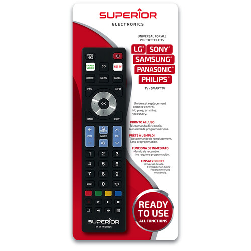 SUPTRB019 Superior Ready5 Universal Fernbedienung f. LG/Sam/Phil/Sony/Pana Produktbild Front View L