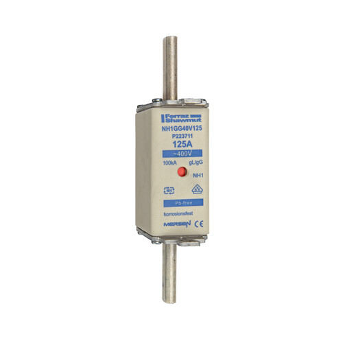 NH1GG40V125 MERSEN NH-Sicherung gG Gr.1 400VAC 125A spgfü DKM Produktbild Front View L