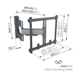 TVM5445 Vogels Schwenkbare Wandhalterung medium, schwarz Produktbild