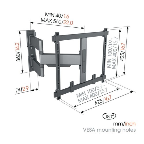 TVM 5445 Vogels TV-Wandhalterung 32-65" schwenk-neigbar 400x400 max.35kg schwarz Produktbild