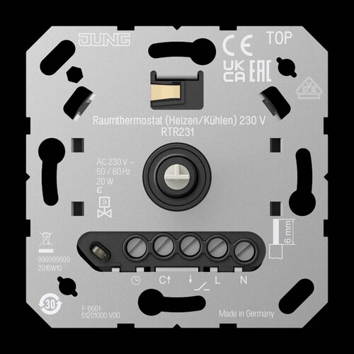 RTR231 Jung Raumthermostat (Heizen/Kühlen) 230 V Produktbild Front View L