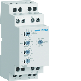 EUM200 Hager Kontrollrelais Spg. einst. 1/3P(N) 2W Produktbild front M
