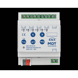 AKU-0616.03 MDT Universalaktor 6- fach, 4TE, REG, 16 A, 230 V AC, 100 µF, 15 EVG Produktbild