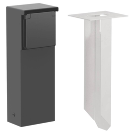 761-36815 Niko Anschlusssäule Schuko 1-Fach Schwarz IP55 & Bodenspieß Produktbild