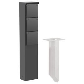 761-36835 Niko Anschlusssäule Schuko 3-Fach Schwarz IP55 & Bodenspieß Produktbild front M