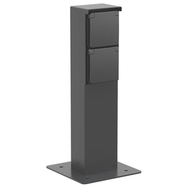 761-36925 Niko Anschlusssäule Schuko 2-Fach Schwarz IP55 Bodenplatte Produktbild front M