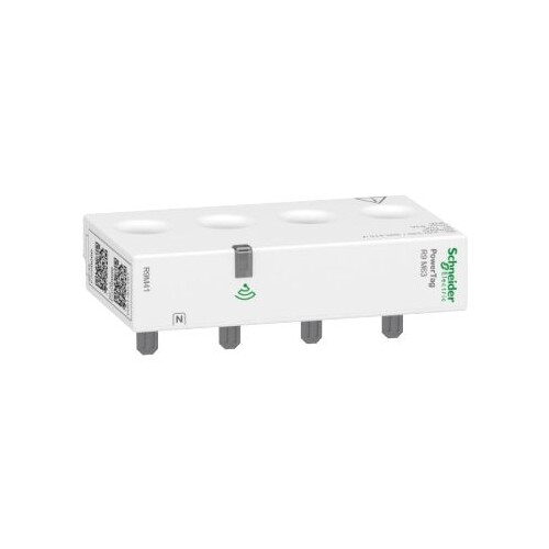 R9M41 Schneider Elec. PowerTag Resi9 M63, 3P+N, Einbau oben, Verbindung mit Produktbild Front View L