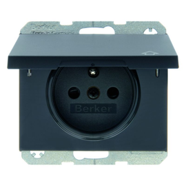 6768777106 Berker BERKER K.1 SD mit Schutzkontaktstift und Klappdeckel anth Produktbild front M
