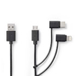 CCGL60620BK10 Nedis USB 2.0 - 3in1-Kabel USB-A auf USB-C/Micro-B/Apple Lightn.8-P Produktbild