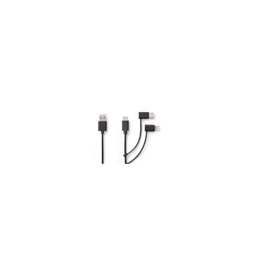 CCGL60620BK10 Nedis USB 2.0 - 3in1-Kabel USB-A auf USB-C/Micro-B/Apple Lightn.8-P Produktbild