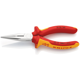 25 06 160 SB Knipex - Radiozange - 160 mm 1 Flachrundzange mit Schneide verchr Produktbild front M