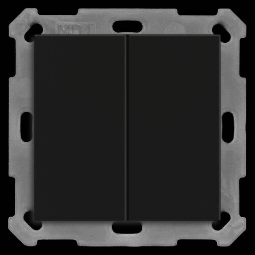 BE-TAL55B206.01 MDT KNX Taster Light 55 Basic 2-fach, Schwarz matt, Neutral Produktbild Front View L