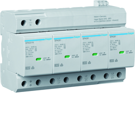 SPA801 Hager Kombiableiter T1+T2 4P 25kA TNS/TT FM Produktbild front M